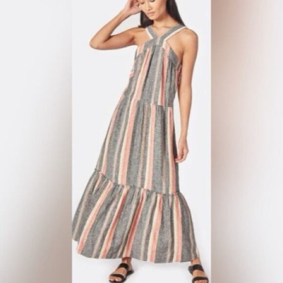 Joie Striped Sleeveless Linen Maxi Dress Size XXS - Picture 1 of 11